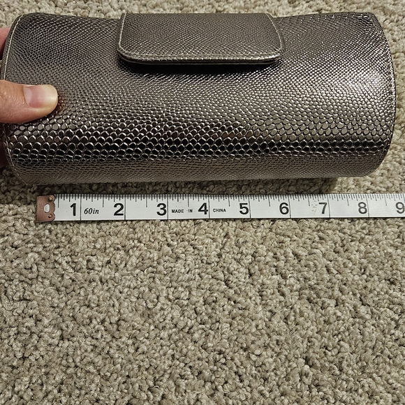 Evening clutch bag with rope strap metallic snake skin - Picture 7 of 9